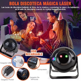 Foto 3 | Foto 3 | Cañon Led Audiorítmico Esfera Proyector Láser Bola Dj Fiesta Eo Safe Imports Esi-12075 Negro