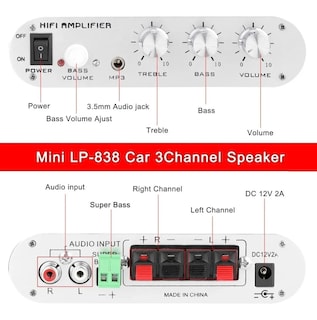 Foto 2 | Foto 2 | Amplificador Estéreo para Coche Mini Hifi 200 W 2.1 Canales de Aluminio Negro - Venta Internacional