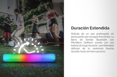 Foto 8 | Foto 8 | Barra De Sonido Getttech Gus-msrbt-01 Con Microfono, Altavoces Rms De 3w, Rgb, Manos Libres, Bluetooth, Aux , Usb Y Tarjeta Tf