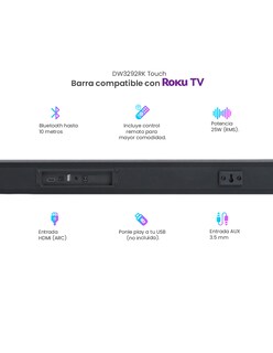 Foto 2 | Foto 2 | Barra De Sonido Daewoo Bluetooth 32'' Compatible Con Roku