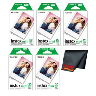 Foto 1 | Foto 1 | Cámara Instantánea Fujifilm Instax Mini Con 100 Películas Y Tela - Venta Internacional.