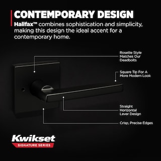 Foto 3 | Foto 3 | Manilla De Puerta Kwikset Halifax Privacy Con Cerradura Negra Mate - Venta Internacional.