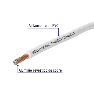 Foto 2 | Foto 2 | Cable THW CCA 8 AWG Volteck CCA8B Blanco 100 m