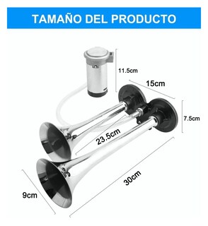 Foto 3 | Foto 3 | Bocina De Aire Bimetálica Para Bocina De Doble Tubo 150db Plata/negro