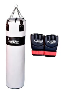Foto 1 | Foto 1 | Costal de Box Alvarez Lona 120cm Alto Blanco Incluye Guantes Ufc Artes Marciales Mixtas, Cadena Y Argolla Para Colgar