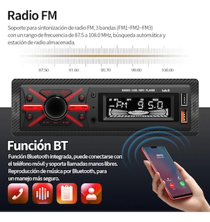 Foto 2 | Foto 2 | Auto Radio Lab.g Reproductor Estéreo Receptor Aux Usb Bt Fm