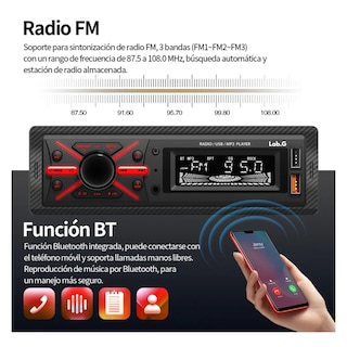 Foto 3 | Foto 3 | Auto Radio Reproductor Estéreo Receptor Aux Usb Bt Fm Lab.g Negro