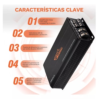 Foto 2 | Foto 2 | Amplificador de Audio para Auto 4 Canales Clase D Eo Safe Imports Esi-16053 Negro