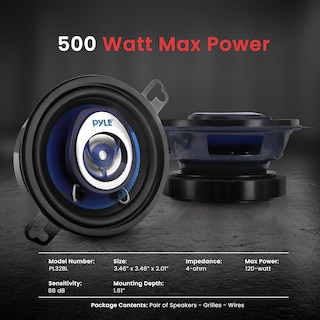 Foto 4 | Foto 4 | Altavoces Estéreo Para Coche Pyle Pl32bl De 3,5 Pulgadas Y 120 W, Par - Venta Internacional.