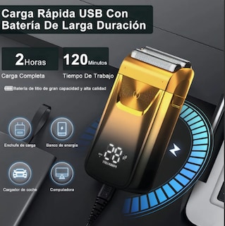Foto 4 | Foto 4 | Rasuradora Eléctrica Barba Afeitadora Hombre Cortadora Pelo Color Dorado Annizhty Txd-003 Maquina De Afeitar Inalámbrica