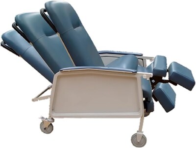 Foto 2 | Foto 2 | Sillón Reposet Tipo Hemodiálisis con Charola Desmontable - Tapicería Vinil Azul Sistema de Reclinación Y Elevación de Piernas