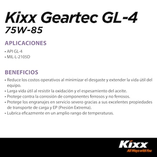 Foto 3 | Foto 3 | Aceite Para Transmisión Manual Kixx Geartec Gl-4 75w-85, 1l