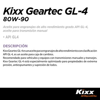 Foto 2 | Foto 2 | Aceite Para Transmisión Manual Kixx Geartec Gl-4 80w-90, 4l