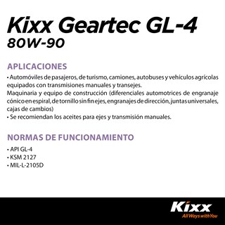 Foto 3 | Foto 3 | Aceite Para Transmisión Manual Kixx Geartec Gl-4 80w-90, 4l