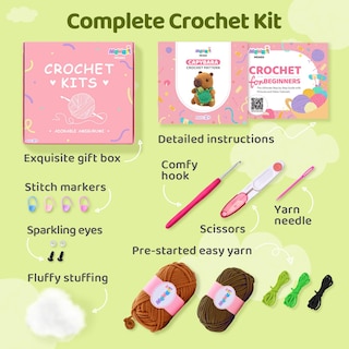 Foto 4 | Foto 4 | Kit De Ganchillo Mewaii Para Principiantes De Nivel 1 Con Un 40% De Lana Extra - Venta Internacional.
