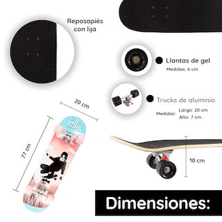 Foto 2 | Foto 2 | Patineta Skate Rascacielos Clásica Tabla Madera Juvenil Llantas Resistentes De Gel