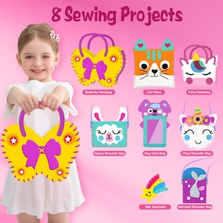 Foto 2 | Foto 2 | Kit De Costura Meguo Para Niños Principiantes Con 8 Bolsos Y Adornos De Bricolaje - Venta Internacional.