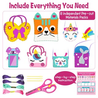 Foto 3 | Foto 3 | Kit De Costura Meguo Para Niños Principiantes Con 8 Bolsos Y Adornos De Bricolaje - Venta Internacional.