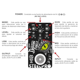 Foto 3 | Foto 3 | Pedal Para Guitarra Steelpro Dragon Force 6 Distorsión 9v
