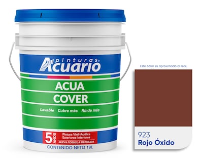 Foto 1 | Foto 1 | Pintura Vinil Acrílica Lavable Pinturas Acuario Acua Cover 3 Años 19 Litros Exteriores Interiores Color Rojo oxido
