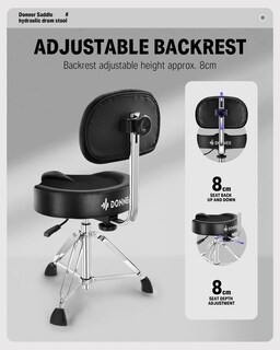 Foto 2 | Foto 2 | Drum Throne Donner Heavy Duty Hydraulic Con Respaldo Negro - Venta Internacional.