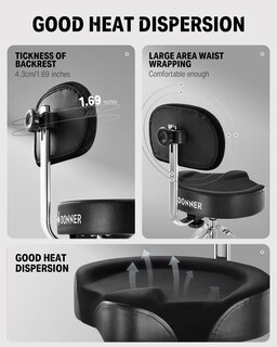 Foto 3 | Foto 3 | Drum Throne Donner Heavy Duty Hydraulic Con Respaldo Negro - Venta Internacional.