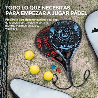 Foto 7 | Foto 7 | Palas de Pádel con Fundas Pelotas Y Grips Set de 2 Raquetas Y Accesorios Hikeo 83660