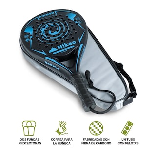 Foto 2 | Foto 2 | Pala De Padel Con 3 Pelotas Funda Grip Raqueta 100% Fibra De Carbono, Hikeo, Azul, 83696-bu