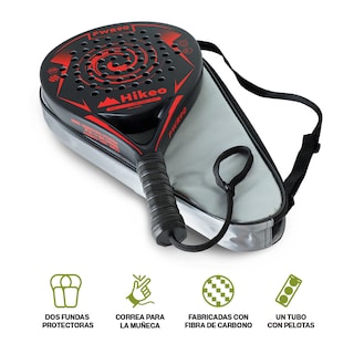 Foto 2 | Foto 2 | Pala De Padel Con 3 Pelotas Funda Grip Raqueta 100% Fibra De Carbono Hikeo Rojo 83696-re
