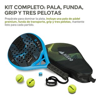 Foto 3 | Foto 3 | Pala De Pádel Premium Con Funda 3 Pelotas Y Grip Todos Niveles, Hikeo, Color Azul