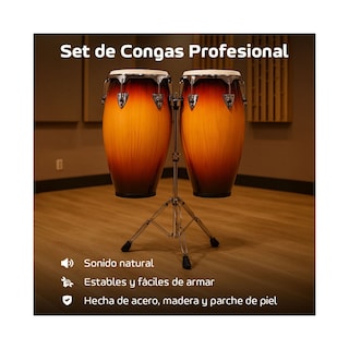 Foto 2 | Foto 2 | Set Congas 11 Y 12 Pulgadas Con Soportes Parche De Cuero Audiotek