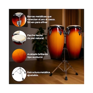 Foto 3 | Foto 3 | Set Congas 11 Y 12 Pulgadas Con Soportes Parche De Cuero Audiotek