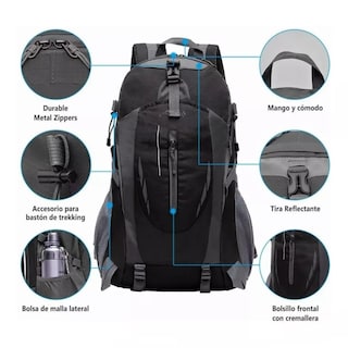 Foto 3 | Foto 3 | Mochila Deportiva De Viaje Para Exteriores De Alpinismo Esi-5367 color Negro