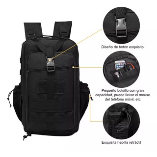 Foto 2 | Foto 2 | Mochila Táctica Militar de Camping Exterior Eo Safe Imports ESI-10455 Negro Impermeable