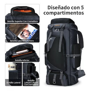 Foto 3 | Foto 3 | Mochila de Senderismo Impermeable Eo Safe Imports Esi-10487 Negro