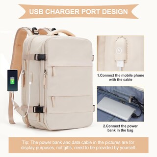 Foto 4 | Foto 4 | Mochila de Viaje Coowoz Impermeable Beige Unisex - Venta Internacional