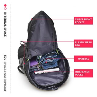 Foto 5 | Foto 5 | Mochila De Senderismo Bseash, 50 L, Resistente Al Agua, Ligera, Negra - Venta Internacional.