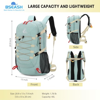 Foto 2 | Foto 2 | Mochila De Senderismo Bseash, Impermeable, 40 L, Con Funda Para Lluvia, Color Verde - Venta Internacional.