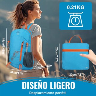 Foto 2 | Foto 2 | Language Mochila Senderismo Portátil Bolsa Hombro Plegable Impermeable Eo Safe Imports Esi-18219-1 Azul