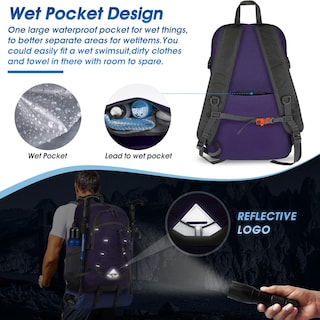 Foto 3 | Foto 3 | Mochila De Senderismo Igolumon, Ligera, 40 L, Impermeable, Color Morado - Venta Internacional.