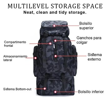 Foto 4 | Foto 4 | Bolsa Xtellar Táctica Para Campar Y Montañismo Al Aire Libre De 80l Color Azul Oscuro