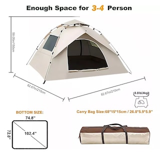 Foto 4 | Foto 4 | Tienda De Campaña Impermeable - 4-5 Personas Casa De Acampar Eo Safe Imports Esi-13851 Blanco