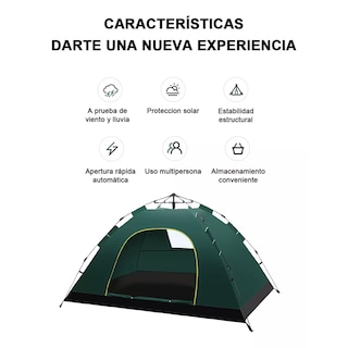 Foto 3 | Foto 3 | Tienda de Campaña Impermeable 200x140cm para 2-3 Personas Eo Safe Imports Esi-14781 Verde