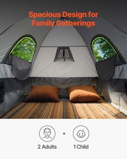 Foto 2 | Foto 2 | Tienda De Campaña Vevor Para Acampada Impermeable Para 2 A 3 Personas, 160 X 160 X 215 Cm - Venta Internacional.