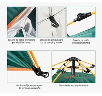 Foto 4 | Foto 4 | Casa De Campaña 3-4 Personas Impermeable Portátil 2 Entradas