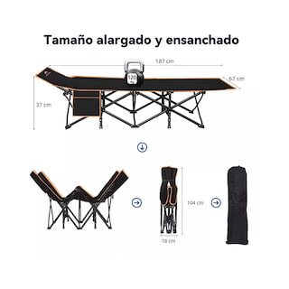 Foto 2 | Foto 2 | Catre Plegable para Acampar Portátil Camping Eo Safe Imports Esi-14687 Negro