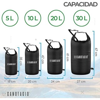 Foto 3 | Foto 3 | Bolsa Seca Impermeable. Dry Bag Canotagio Negro de 10 Litros