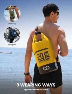 Foto 5 | Foto 5 | Mochila Impermeable Lamicall Dry Bag De 20 Litros Con Funda Para Teléfono, Color Amarillo - Venta Internacional.