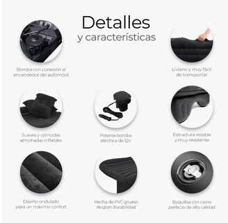 Foto 5 | Foto 5 | Colchón Inflable Para Coche, Asiento Trasero De Auto Con Bomba