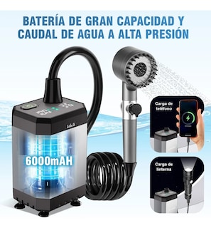 Foto 3 | Foto 3 | Ducha Portátil Lab.g Para Camping Con Cargador Y Cabezal De Masaje Plata Negro